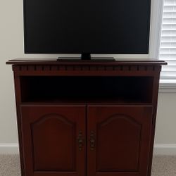 Wood Media Cabinet - TV Stand - with Rotating Top - Cherry Finish