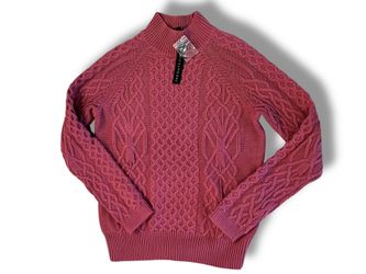 Preswick & Moore Womens long Sleeve Pullover Cable Knit Sweater Rose Pink Size M