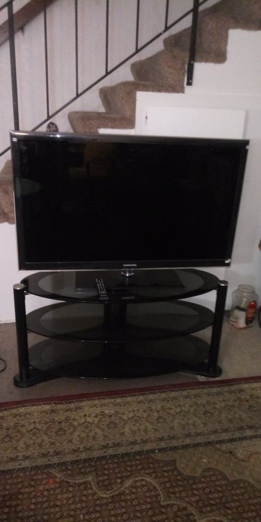 46 inch Samsung TV with Heavy Glass Stand
