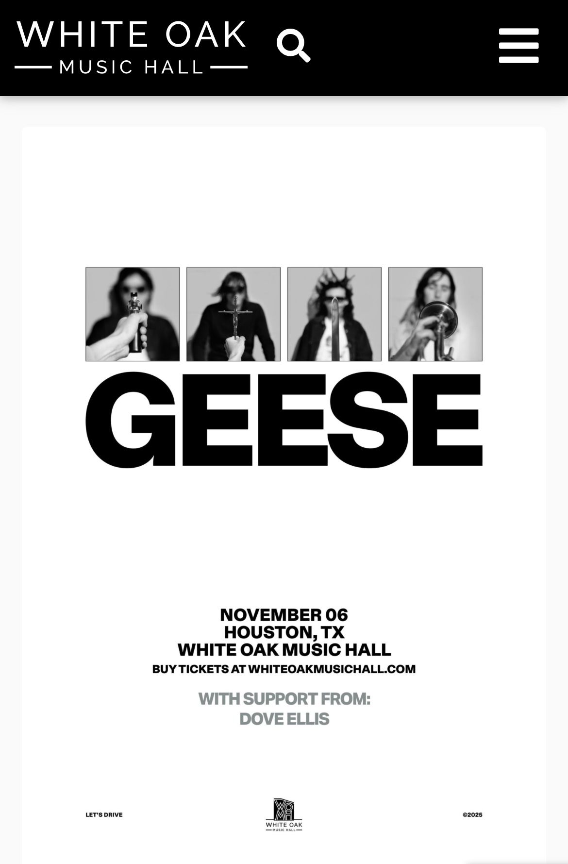 Geese Band at White Oak Music Hall - 2 Tickets ($90 Each)