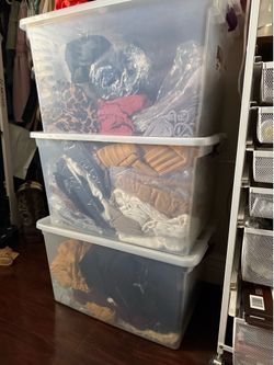 Bins of clothes