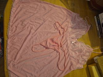 Pink Lace Trim Slip Camisole/thong set