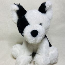 8” Animal Adventure Black White Puppy Dog Plush Toy