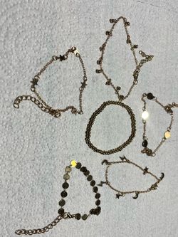 6 pieces gold tone look design women's bracelets