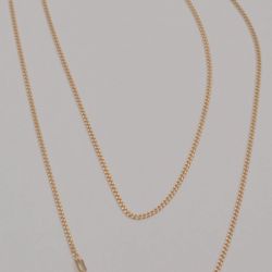 10K Yellow Gold Cuban Link Chain Necklace 24" 1.7mm 5.3g Spring Ring