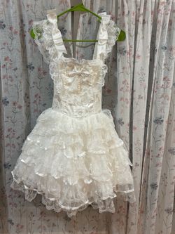 White Lolita Lace Ruffle Mini Dress