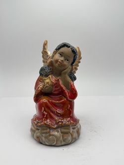 Ceramic Angel Figurine Red Dress