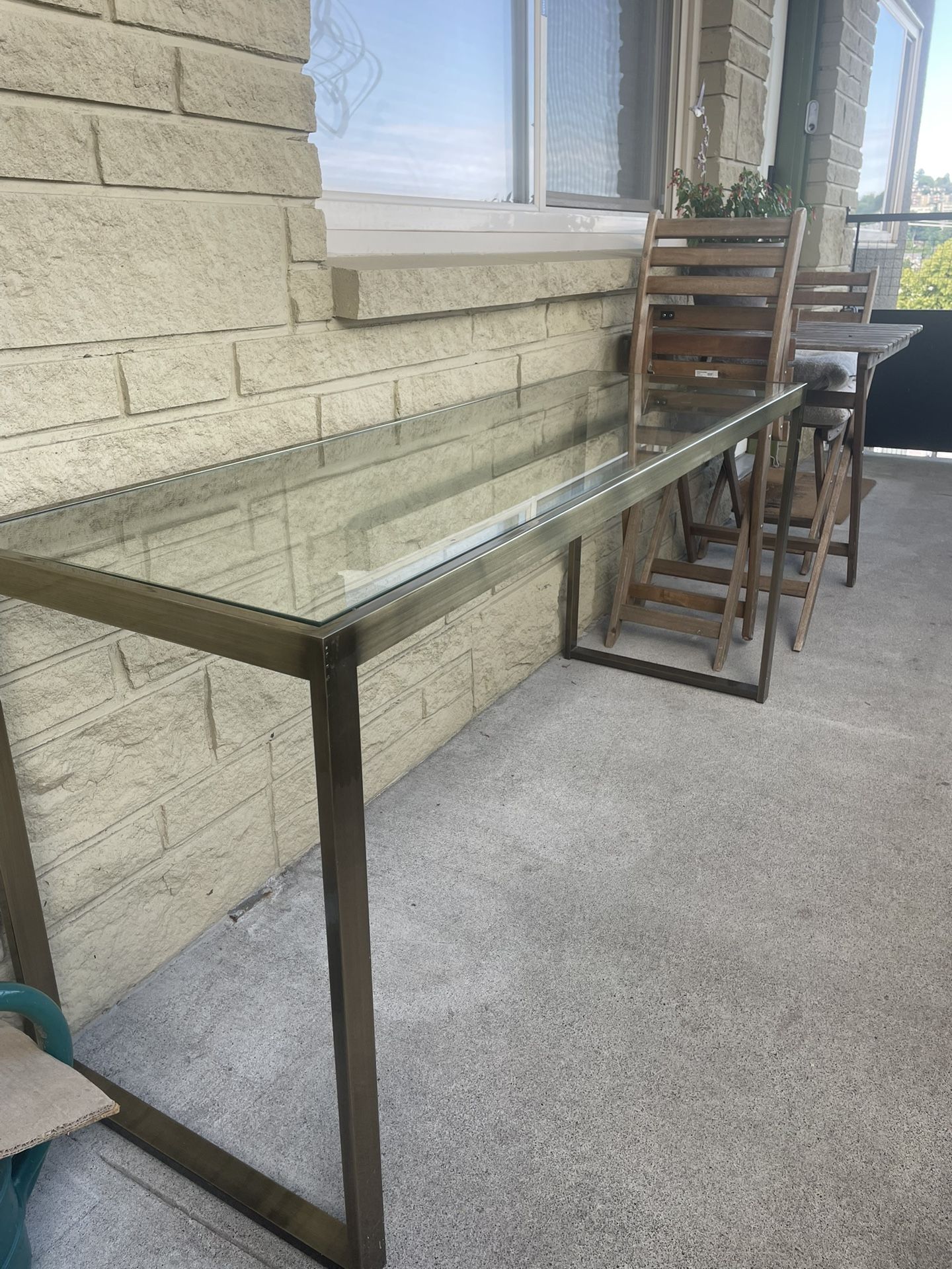 Brass And Glass Accent Console Table