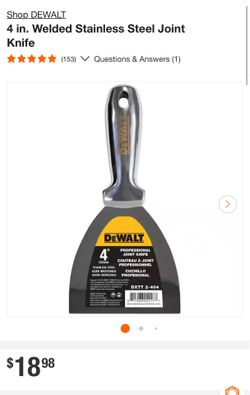 (8) 4INCH DEWALT DRYWALL KNIVES STAINLESS STEEL