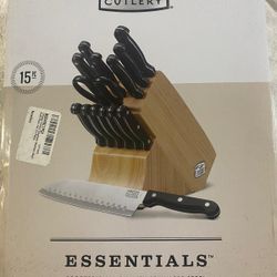 Chicago Cutlery Essentials 15 Piece Stainless Steel Kitchen Knife Set with Shears | Paring, Fruit, Utility, Santoku, Bread, and Steak Knives | Knife S