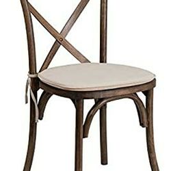 Flash Furniture HERCULES Series Stackable Early American Wood Cross Back Chair with Cushion