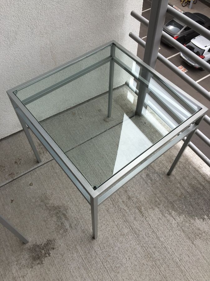 Glass and metal end tables x 2