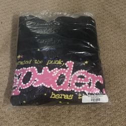 Brand New Black Sp5der Hoodie Size Large “P*NK V2”