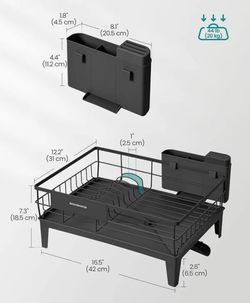 SONGMICS Dish Drying Rack Kitchen w/ Drainboard - Black