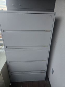 Lateral File Cabinet - 36" Wide, 5 Drawer, Light Gray - Need gone asap! Delivery possible!!