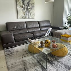 Addison House Real Leather Sectional Sofa 