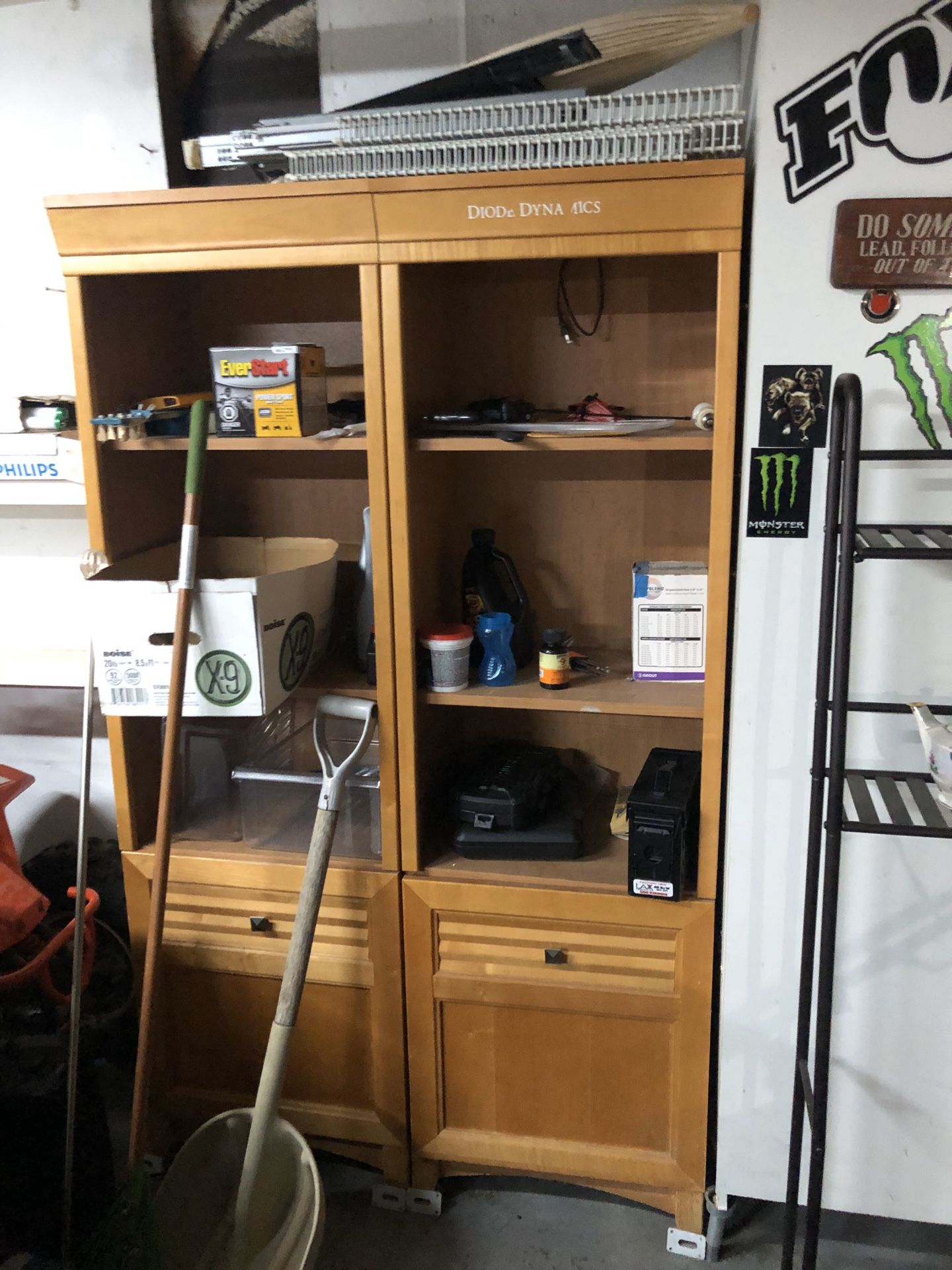 Shelves with storage cabinet
