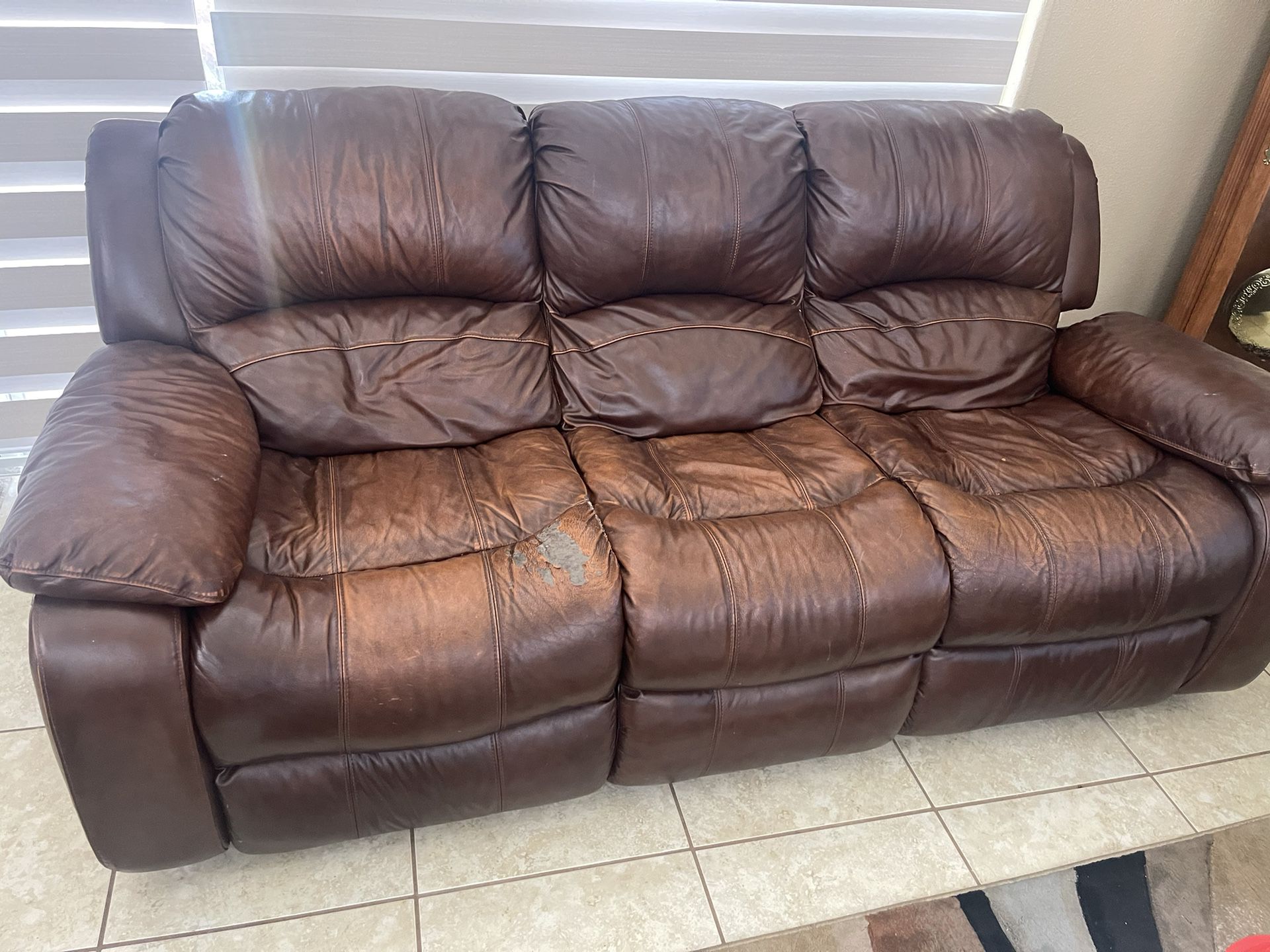 Leather All Reclining Sofa Set Including Recliner, Love Seat, Couch 