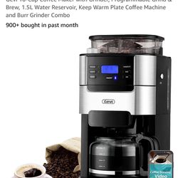 Gevi 10-Cup Coffee Maker with Grinder, Programmable Grind & Brew, 1.5L Water Reservoir, Keep Warm Plate Coffee Machine and Burr Grinder Combo