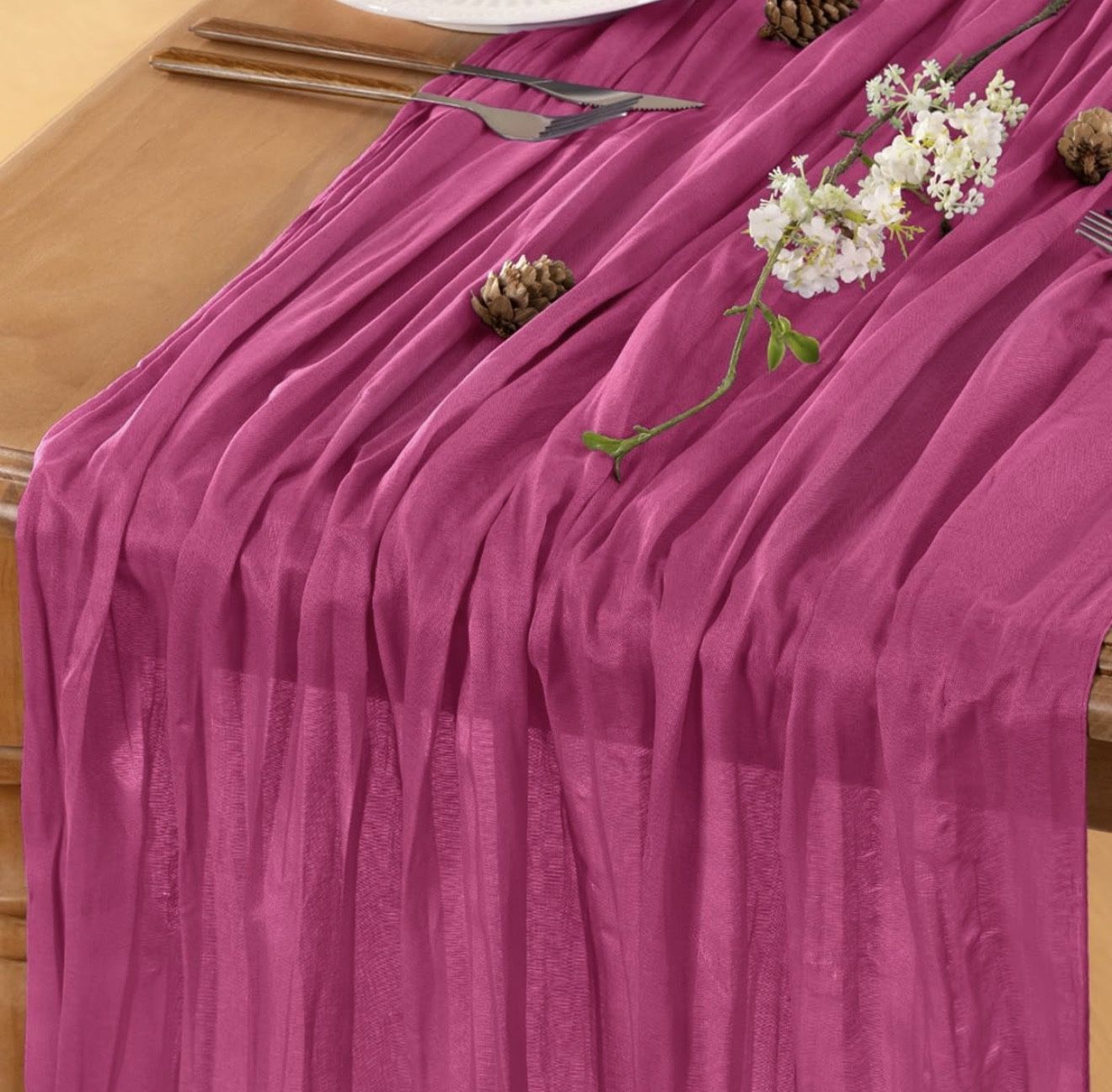 X13 Fuschia Table Runner Cheesecloth Table Runner 10FT