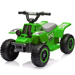 6V Kids Ride On Electric ATV, Ride Car with LED Headlights, Ride-On Toy for Toddlers 1-3 Boys & Girls with Music, Forward & Reverse (Green) 
