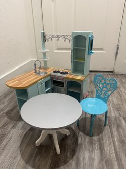 American Girl Doll Gourmet Kitchen Set With Table And Chair For 18” DOLLS