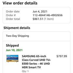 4K - 65 Inch Samsung TV - Curved Screen