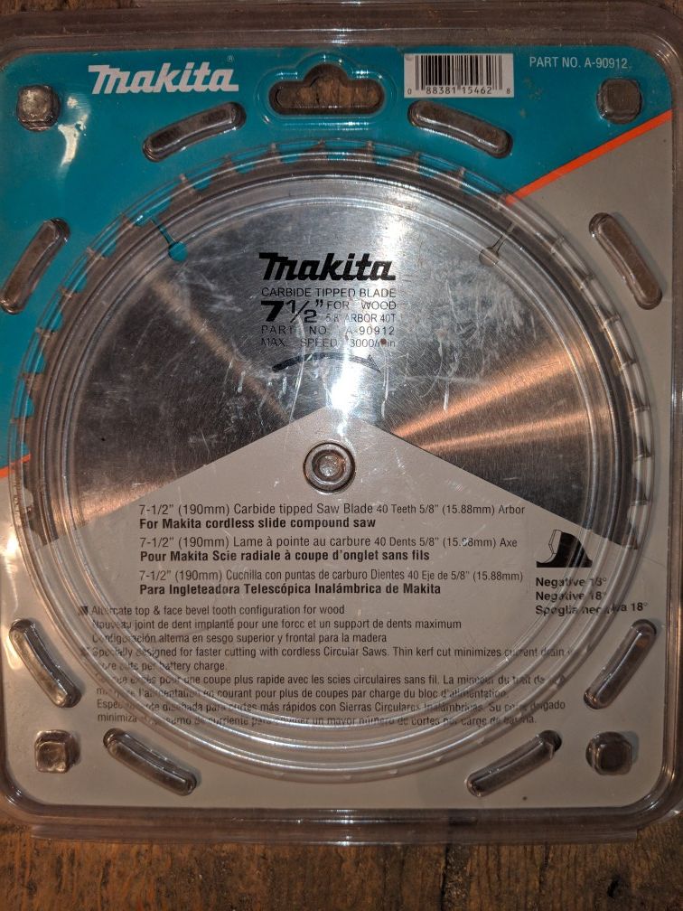 Makita 7 & a half inch miter saw blades brand new in the package still
