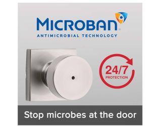 Kwikset Pismo Interior Privacy Door Knob with Lock, Door Handle For Bathroom and Bedroom, Satin Nickel Keyless Turn Lock Doorknob, with Microban Prote