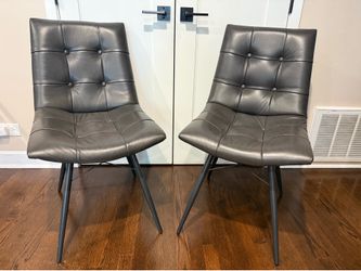 Aiken Charcoal Faux Leather Upholstered Tufted Side Chairs