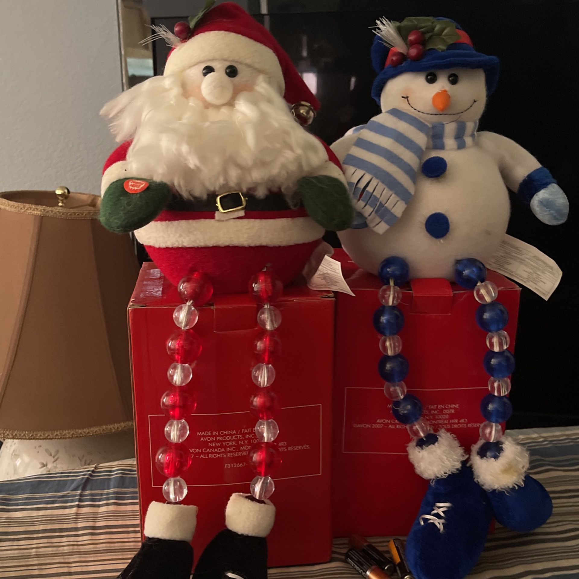 Holiday Lighted Leg Sitters Santa And Snowman