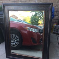 Large mirror beveled. 40”x51” Dark Color 