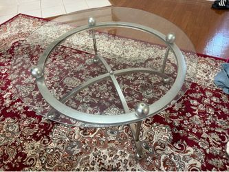 Round glass coffee table