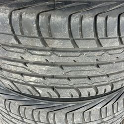 SET OF RIMS AND TIRES FITS RAM 1500 And CHEVY OR FORD 139.7 MM 6 5.5   BRAND NEW   LESS THAN 200 MILES ON IT 