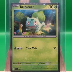 Bulbasaur 046 English 151 Cosmos Holo Black Star Promo Pokemon Card, FP, NM [Holo Swirl]