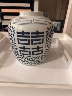 Blue and White Porcelain Double Happiness Ginger Jar