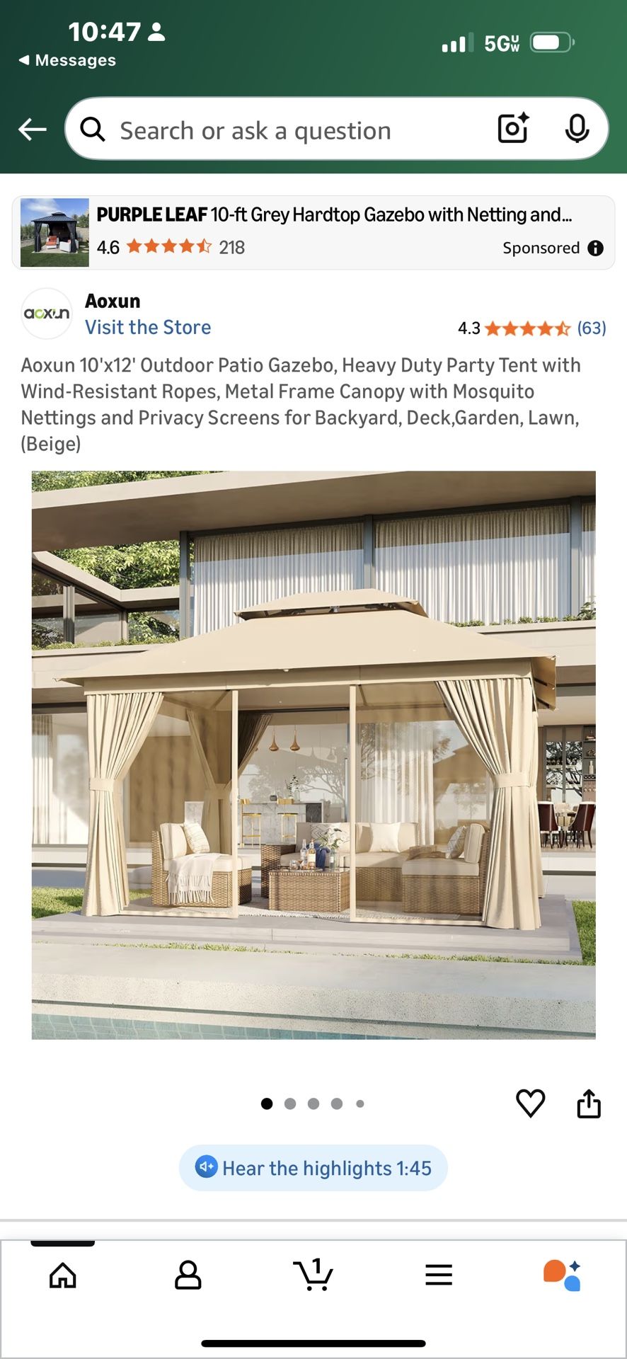 Aoxun 10x 12 Outdoor Patio Gazebo