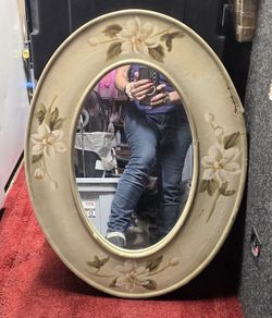 Vintage Oval Hand Painted Mirror 