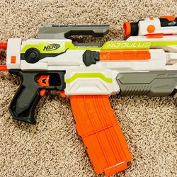 NERF Modulus, Removable Scope, Drop Grip, Barrel, Stock, 10-Dart Clip