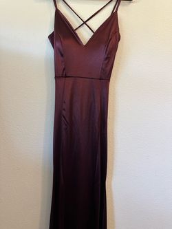 Burgundy Satin Maxi Formal Dress