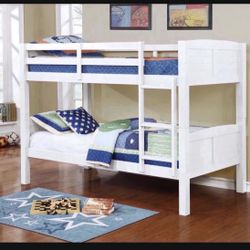 New In Box White Twin Size Bunk Bed, With 2 Mattress, We Can Deliver. Litera Con Colchones.