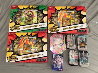 Pokemon Ascended Heroes, Chaos Rising Boxes/Tins One Piece also Available!