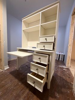 White Desk with Hutch and Drawers