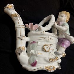 Vintage Pitcher Watering Can Boy Bone China Flower 9493 (B-4)