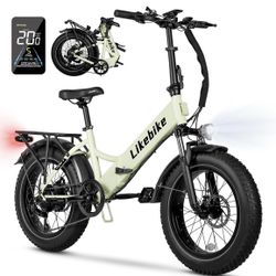 Likebike Cityfun S Electric Bike for Adults, UL 2849 Certified, 20'' Fat Tire Folding E-Bike with 500W(Peak 720W) Motor 48V 10.4Ah Battery, 25MPH Elec
