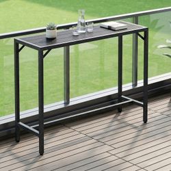 TLSUNNY 47" Patio Bar Table, Sturdy Outdoor Counter Height Table, Black