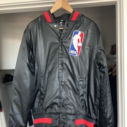 Nike SB NBA Satin Black Red Bomber Jacket LARGE