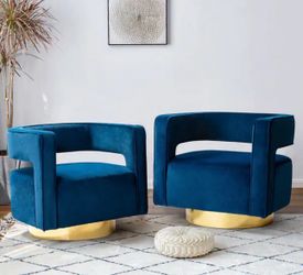 Velvet Swivel Barrel Chair (Set of 2)