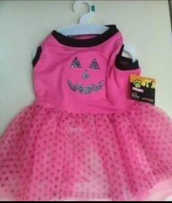 NEW dog Halloween costume hot pink pumpkin tutu dress large $5 FIRM