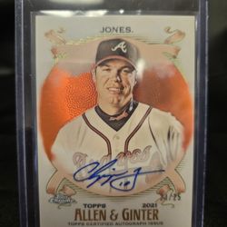 Chipper Jones Braves Signed 2021 Topps Chrome Allen & Ginter Card #AGA-CJ /25